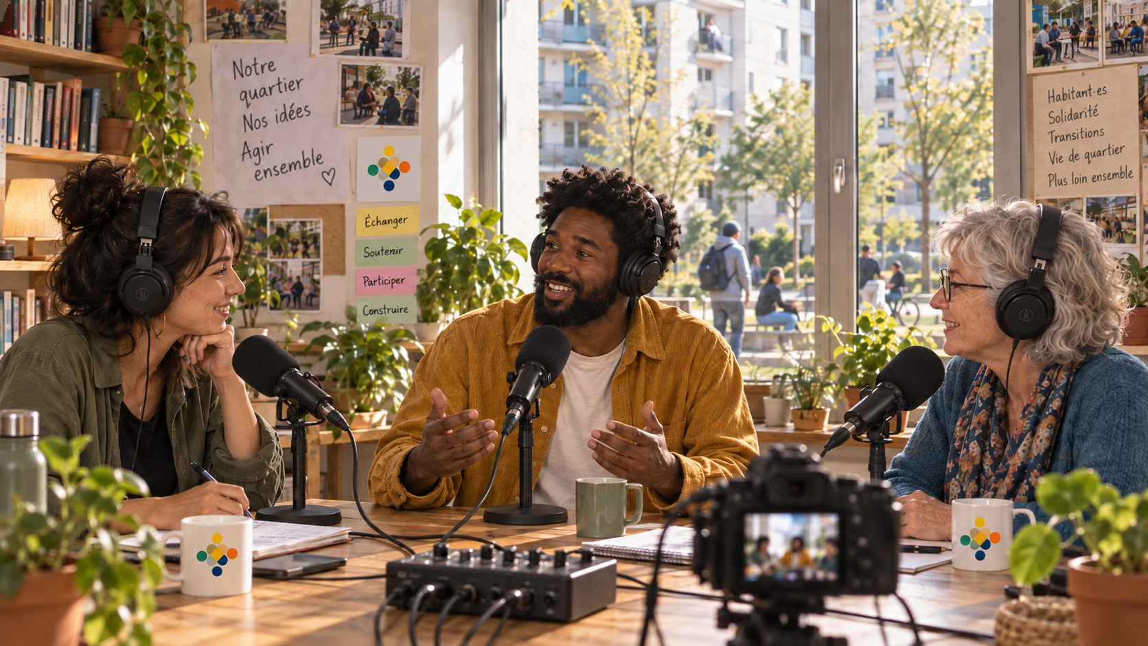 Enregistrement d'un podcast autour d'une table